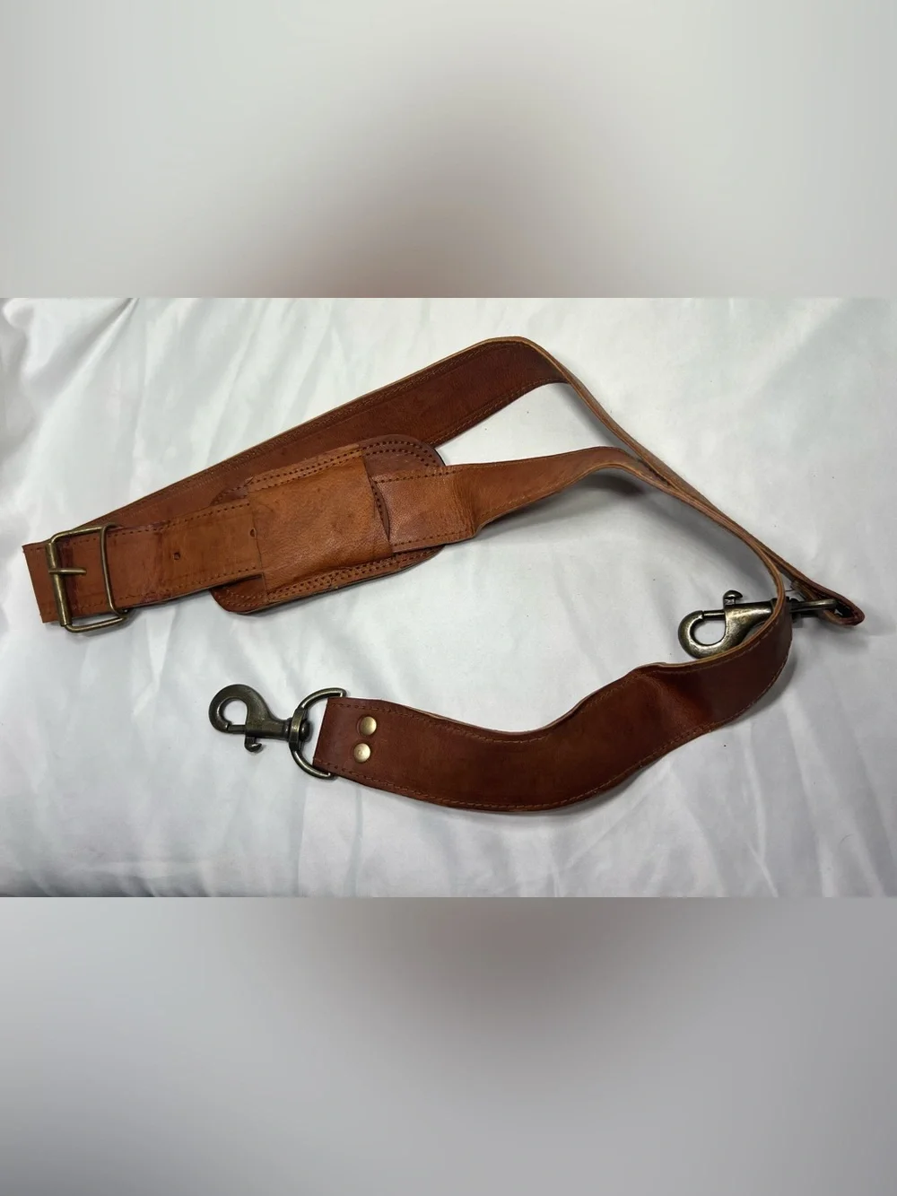 Cuero Genuine Leather Briefcase Messenger Laptop Bag Satchel Brown w/ Strap